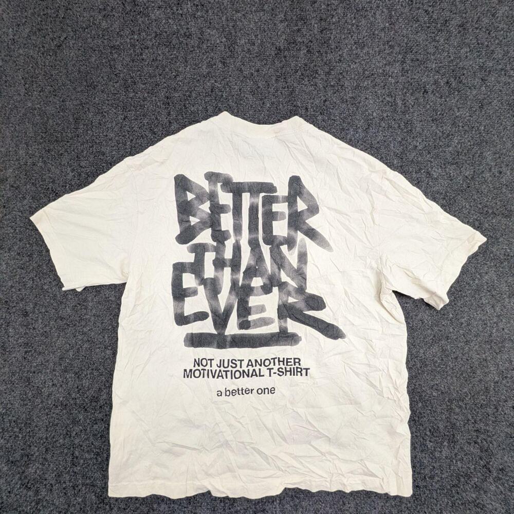 H&M T Shirt Mens L Cream Better Than Ever Motivational Graphic Crew Neck Tee